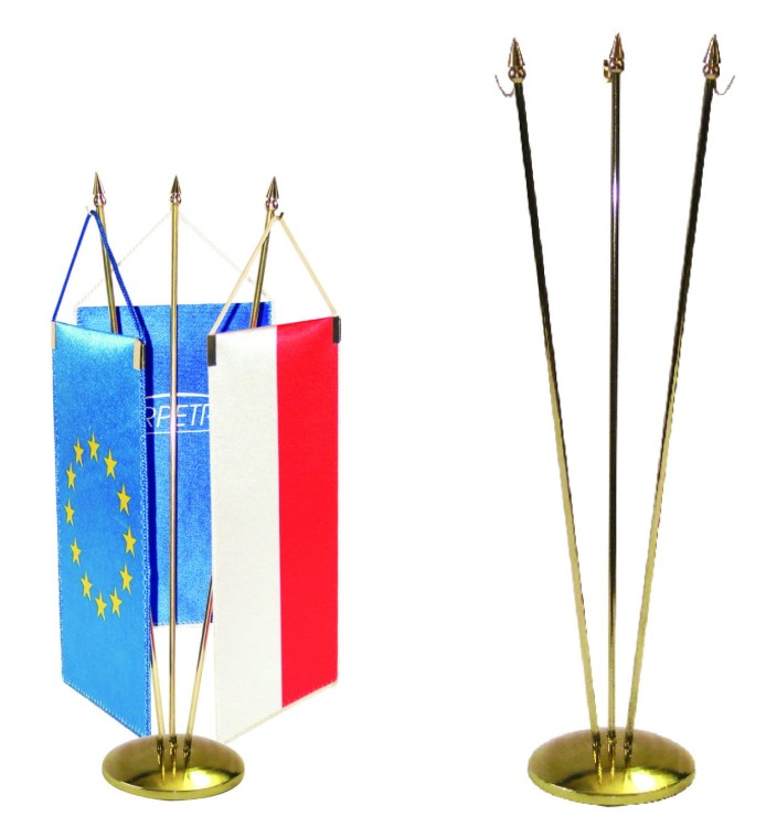 Stojaczek na proporczyk 3-ramienny złoty sferyczny